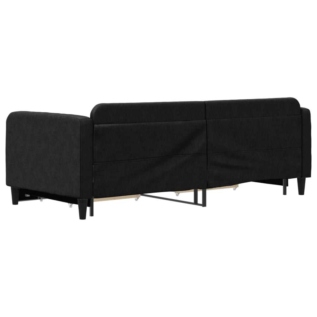 Divano Letto Estraibile con Cassetti Nero 90x200 cm in Tessuto
