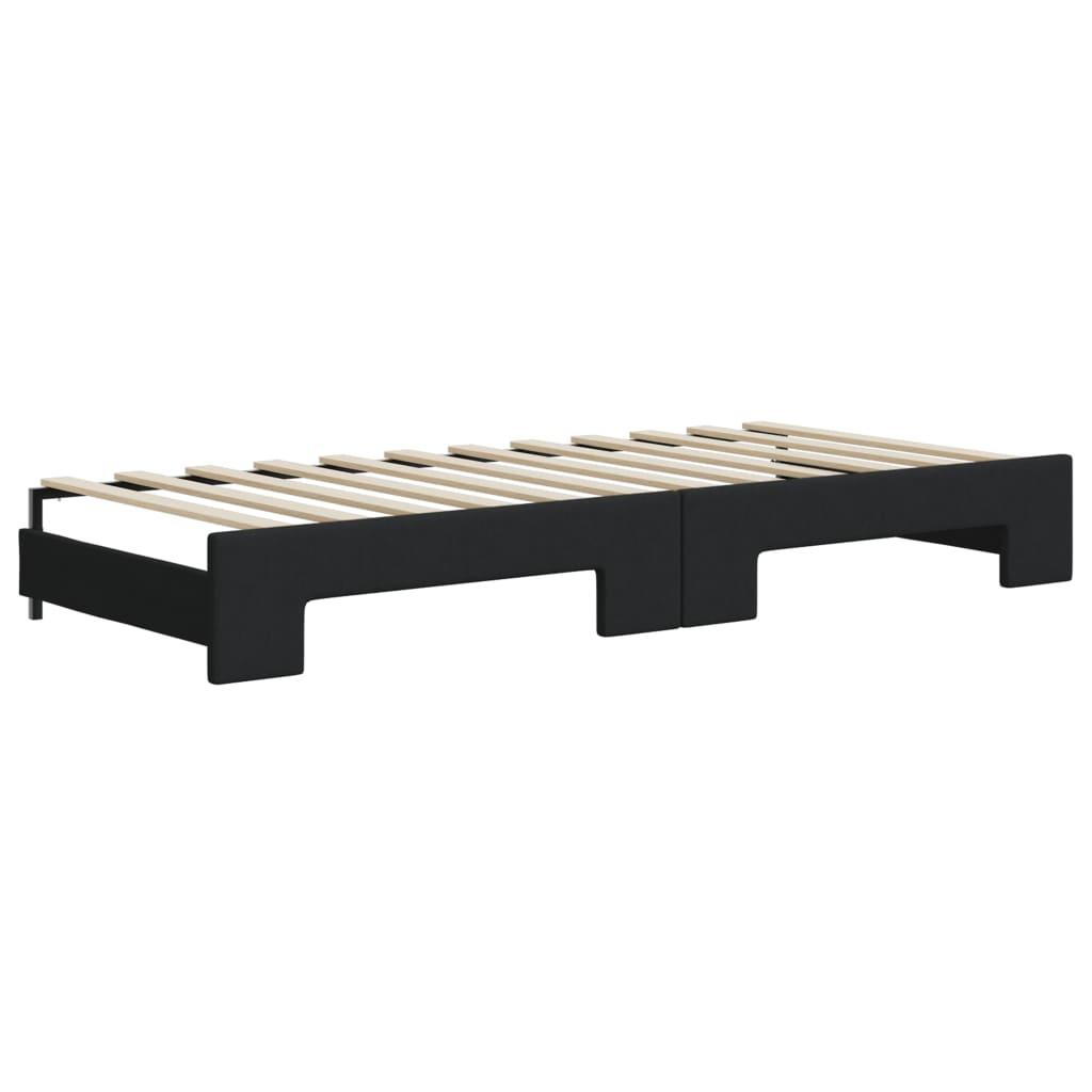Divano Letto Estraibile con Cassetti Nero 90x200 cm in Tessuto - homemem39