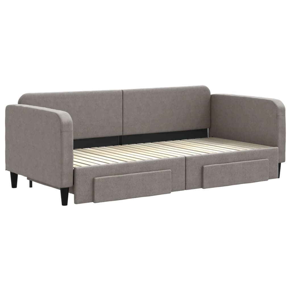 Divano Letto Estraibile con Cassetti Tortora 90x200 cm Tessuto - homemem39