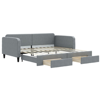 Divano Letto Estraibile Cassetti Grigio Chiaro 100x200 Tessuto - homemem39