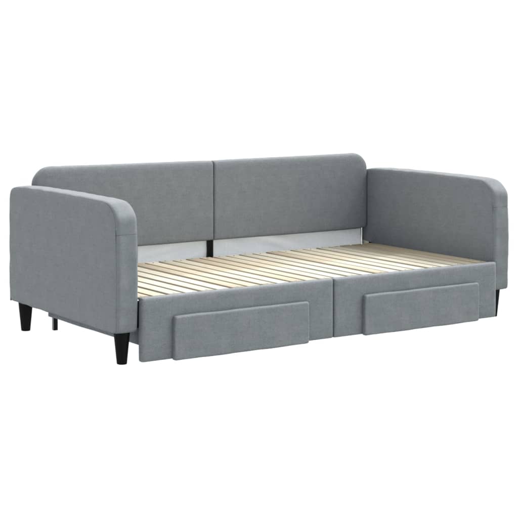 Divano Letto Estraibile Cassetti Grigio Chiaro 100x200 Tessuto - homemem39