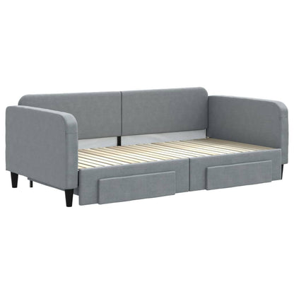 Divano Letto Estraibile Cassetti Grigio Chiaro 100x200 Tessuto - homemem39