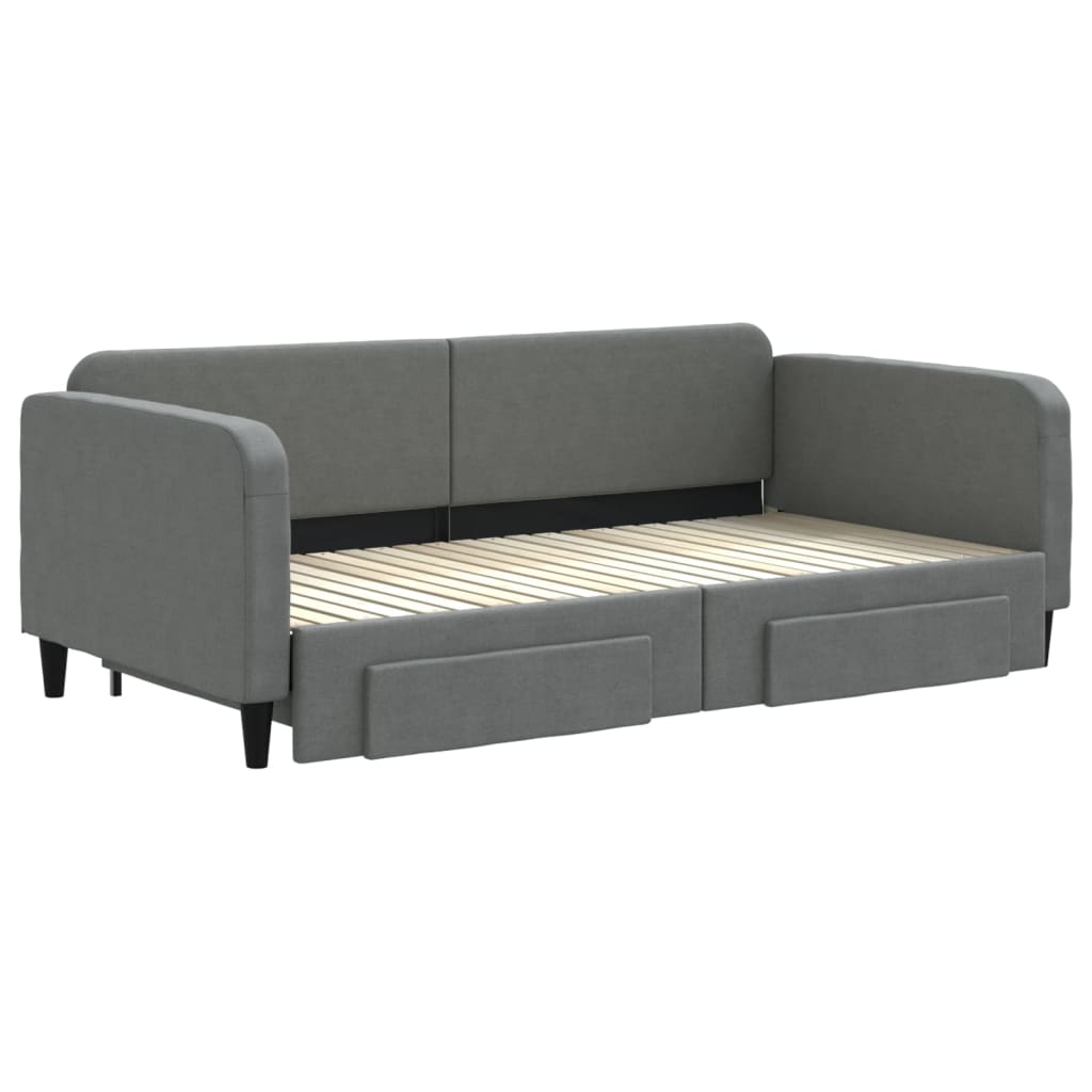 Divano Letto Estraibile Cassetti Grigio Scuro 100x200cm Tessuto - homemem39
