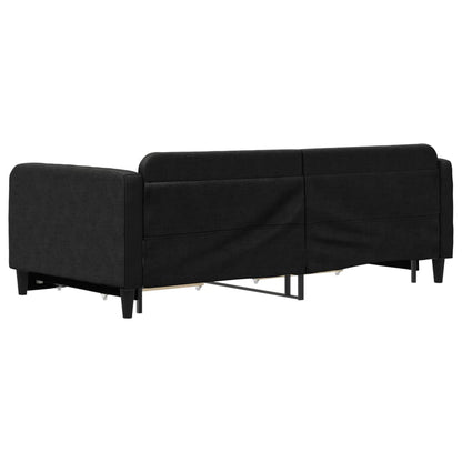Divano Letto Estraibile con Cassetti Nero 100x200 cm in Tessuto