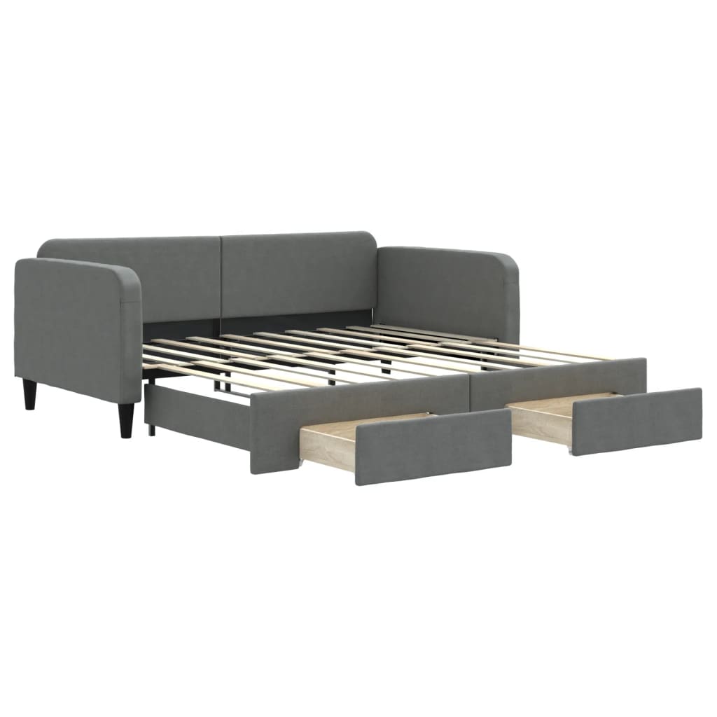 Divano Letto Estraibile Cassetti Grigio Scuro 90x190cm Tessuto - homemem39
