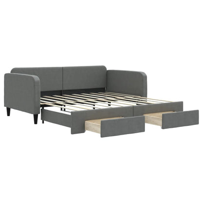Divano Letto Estraibile Cassetti Grigio Scuro 90x190cm Tessuto - homemem39