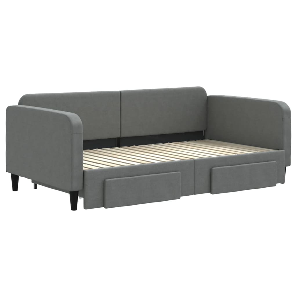 Divano Letto Estraibile Cassetti Grigio Scuro 90x190cm Tessuto - homemem39
