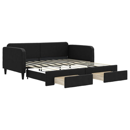 Divano Letto Estraibile con Cassetti Nero 90x190 cm in Tessuto | homemem39