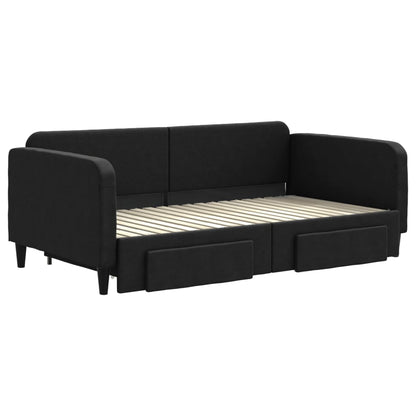 Divano Letto Estraibile con Cassetti Nero 90x190 cm in Tessuto | homemem39