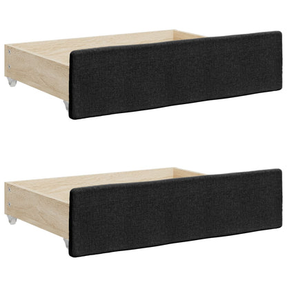 Divano Letto Estraibile con Cassetti Nero 90x190 cm in Tessuto