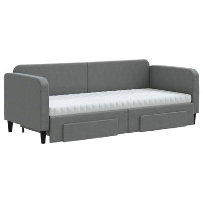 Divano Letto Estraibile Cassetti Grigio Scuro 80x200cm Tessuto - homemem39