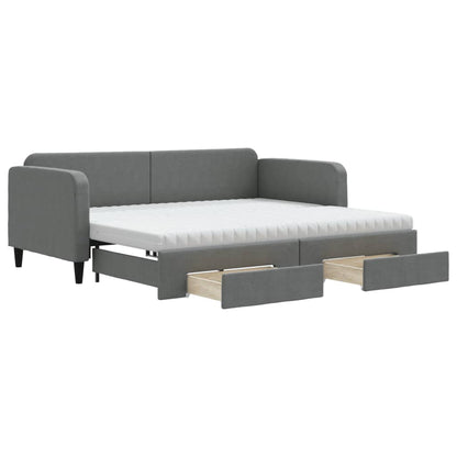 Divano Letto Estraibile Cassetti Grigio Scuro 90x190cm Tessuto - homemem39