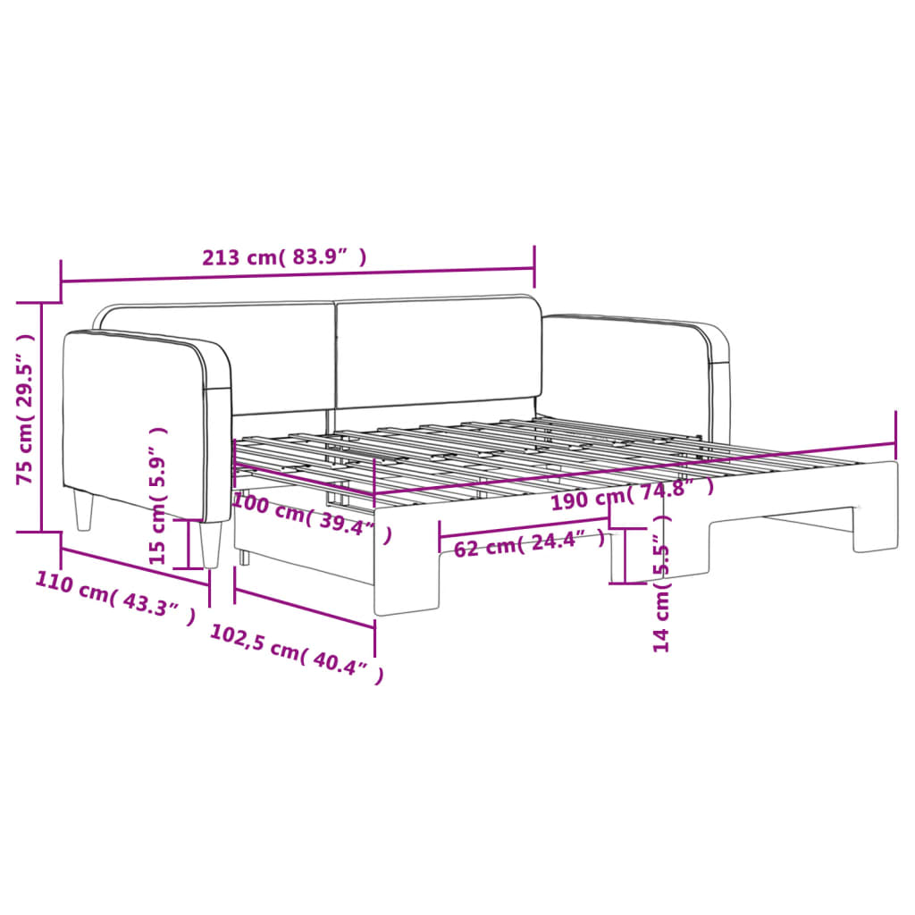 Divano Letto con Letto Estraibile Grigio Chiaro 100x190 Tessuto | homemem39