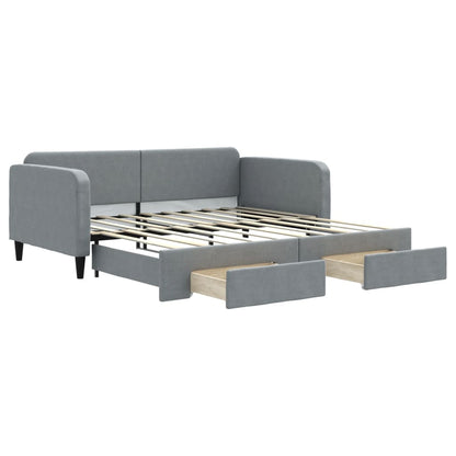 Divano Letto Estraibile Cassetti Grigio Chiaro 100x190 Tessuto | homemem39