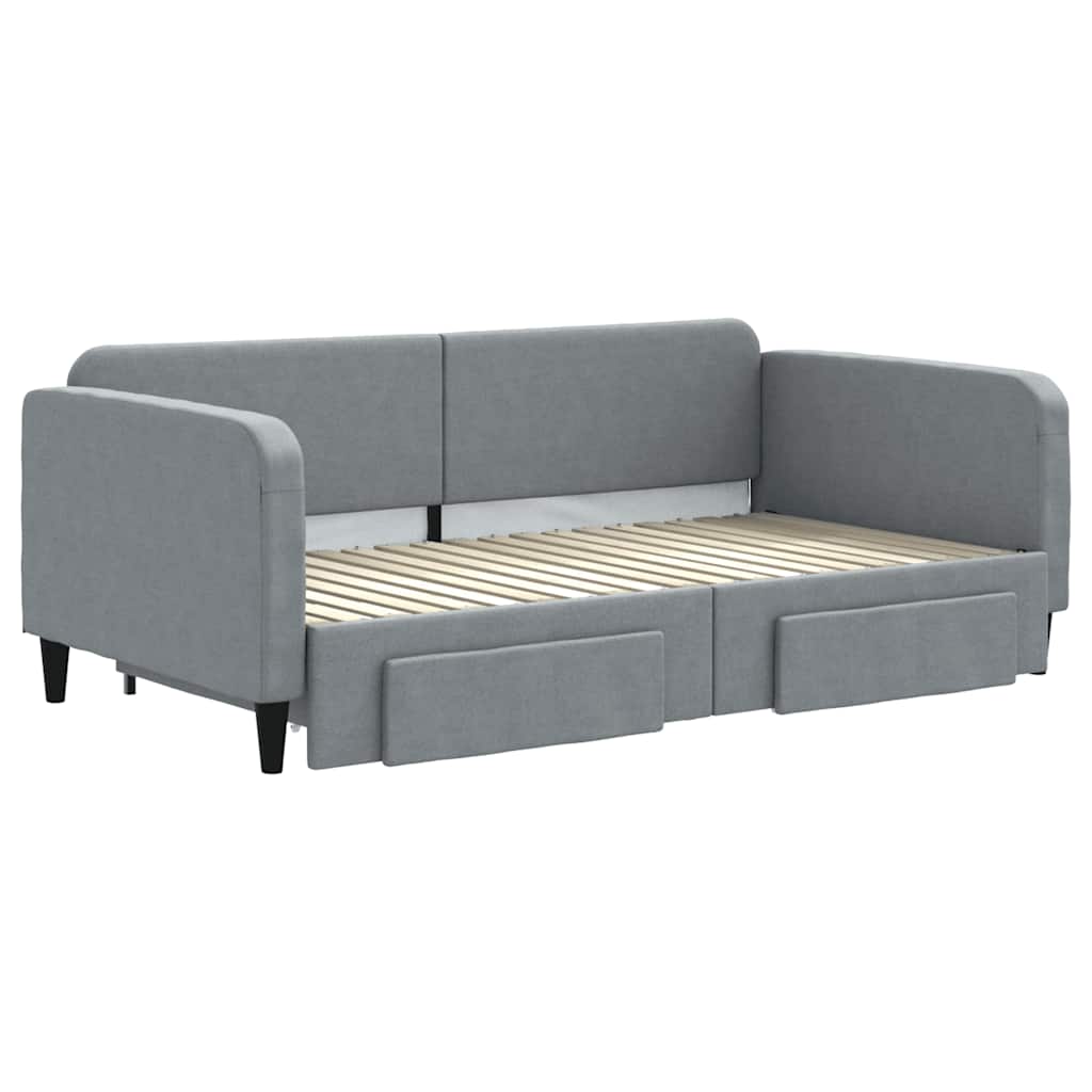 Divano Letto Estraibile Cassetti Grigio Chiaro 100x190 Tessuto | homemem39