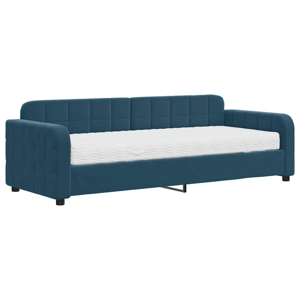 Divano Letto con Materasso Blu 80x200 cm in Velluto | homemem39