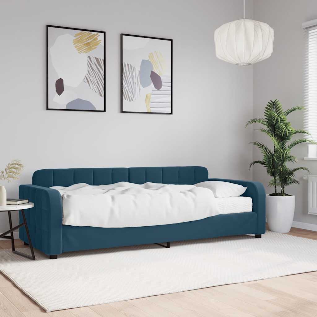 Divano Letto con Materasso Blu 80x200 cm in Velluto | homemem39