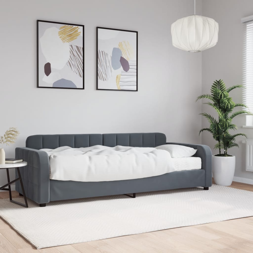 Divano Letto con Materasso Grigio Scuro 80x200 cm in Velluto - homemem39