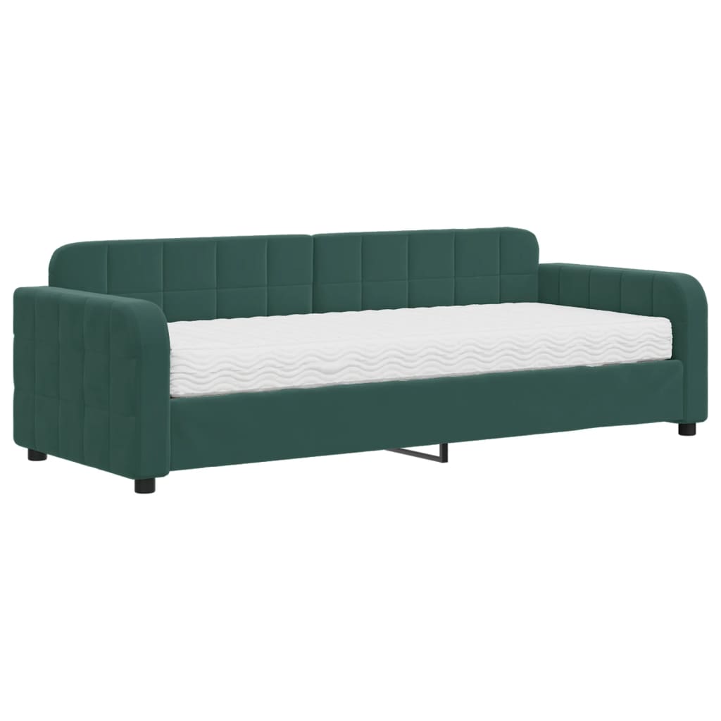Divano Letto con Materasso Verde Scuro 80x200 cm in Velluto - homemem39