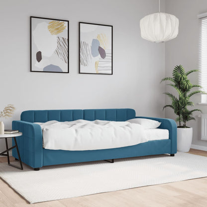 Divano Letto con Materasso Blu 90x200 cm in Velluto - homemem39