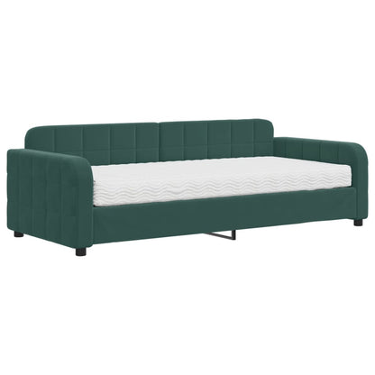Divano Letto con Materasso Verde Scuro 90x200 cm in Velluto - homemem39