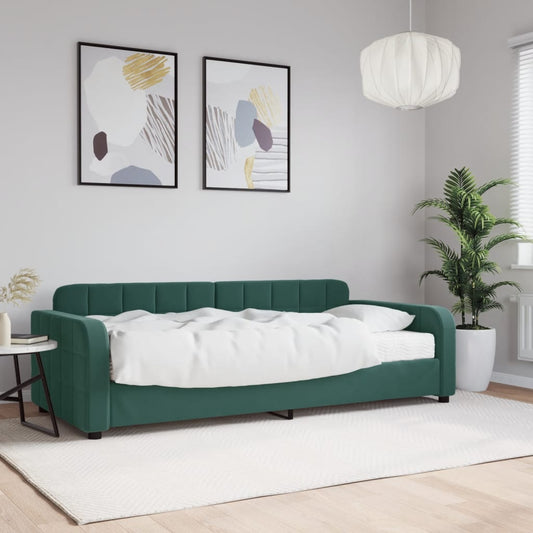 Divano Letto con Materasso Verde Scuro 90x200 cm in Velluto - homemem39