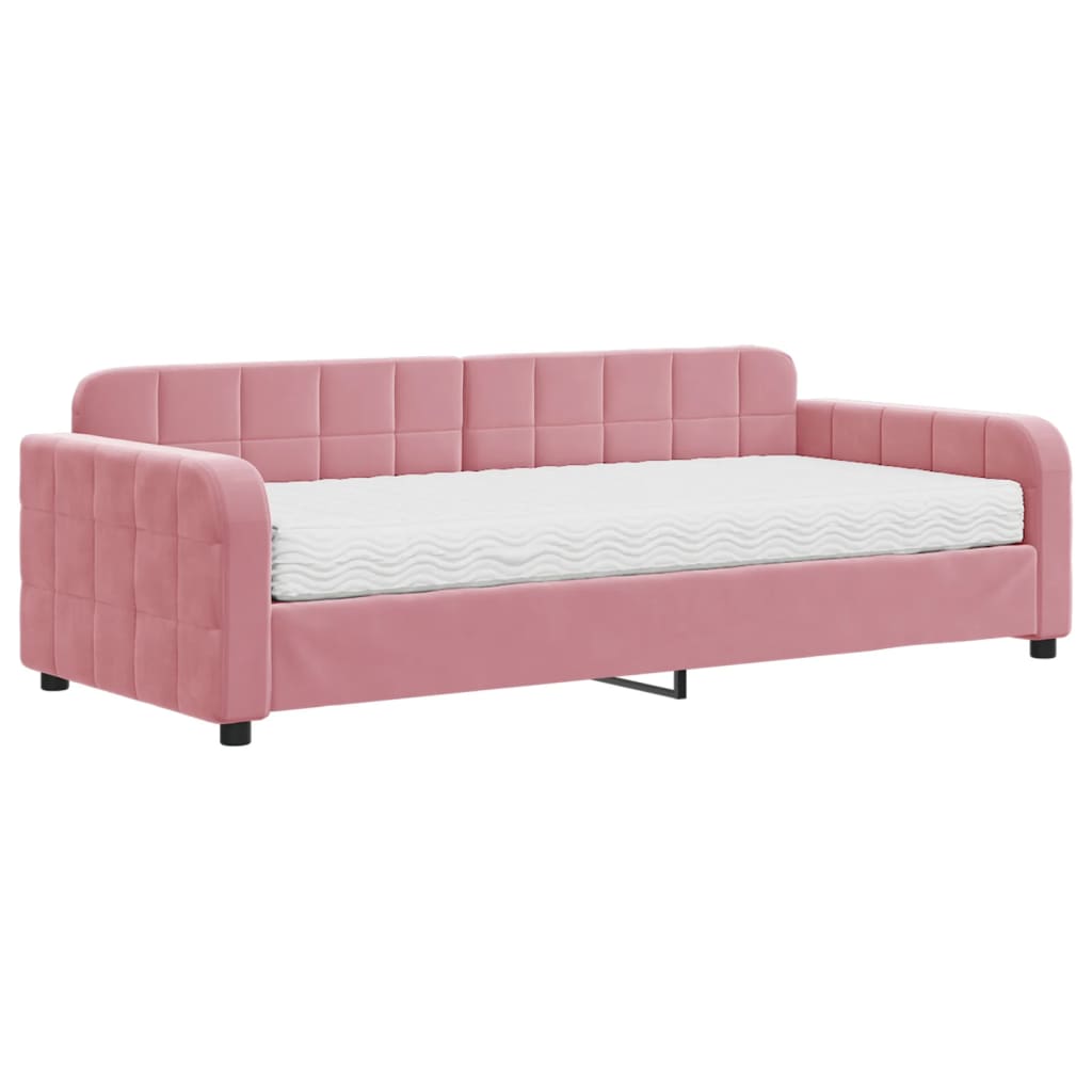 Divano Letto con Materasso Rosa 90x200 cm in Velluto