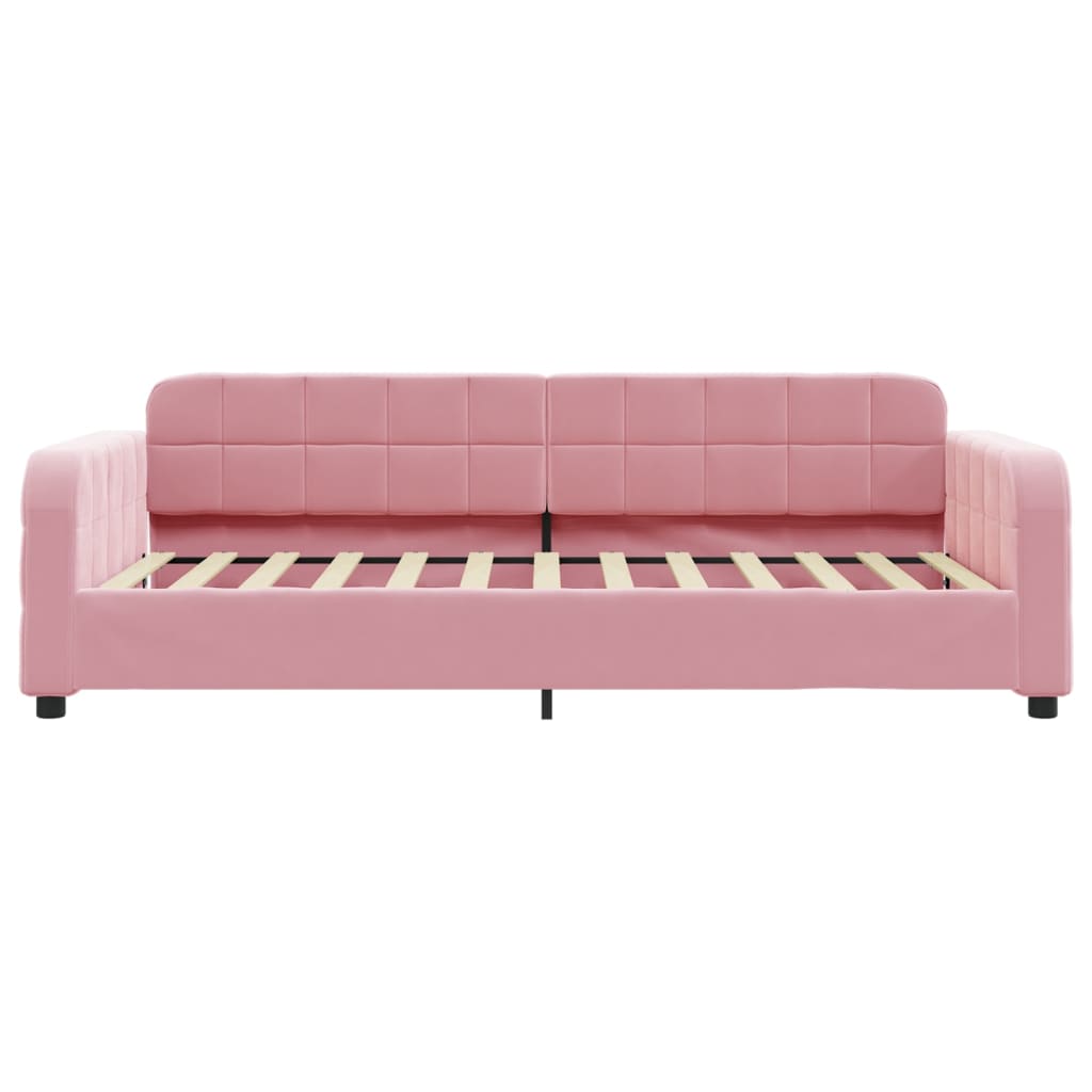 Divano Letto con Materasso Rosa 90x200 cm in Velluto