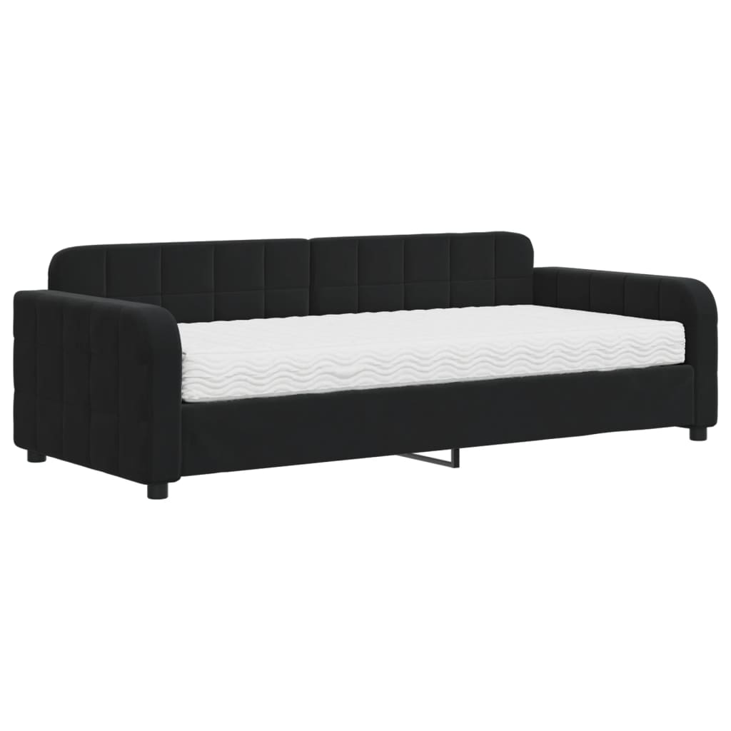 Divano Letto con Materasso Nero 90x200 cm in Velluto - homemem39