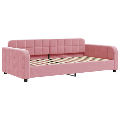 Divano Letto con Materasso Rosa 100x200 cm in Velluto