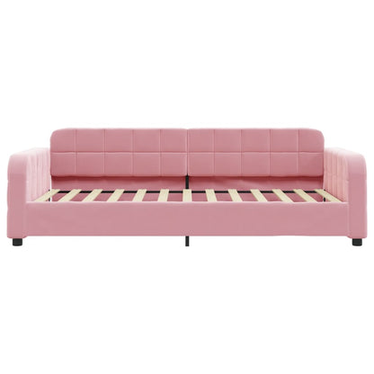 Divano Letto con Materasso Rosa 100x200 cm in Velluto