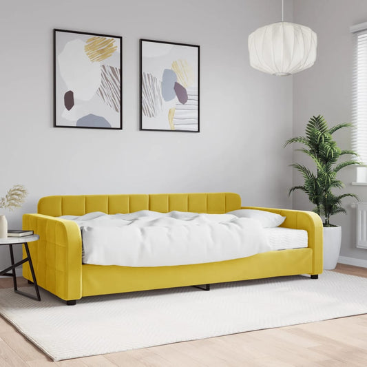 Divano Letto con Materasso Giallo 100x200 cm in Velluto - homemem39