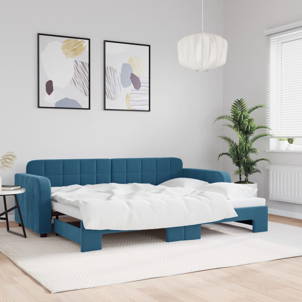 Divano Letto con Letto Estraibile Blu 80x200 cm in Velluto - homemem39