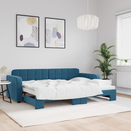 Divano Letto con Letto Estraibile Blu 80x200 cm in Velluto - homemem39