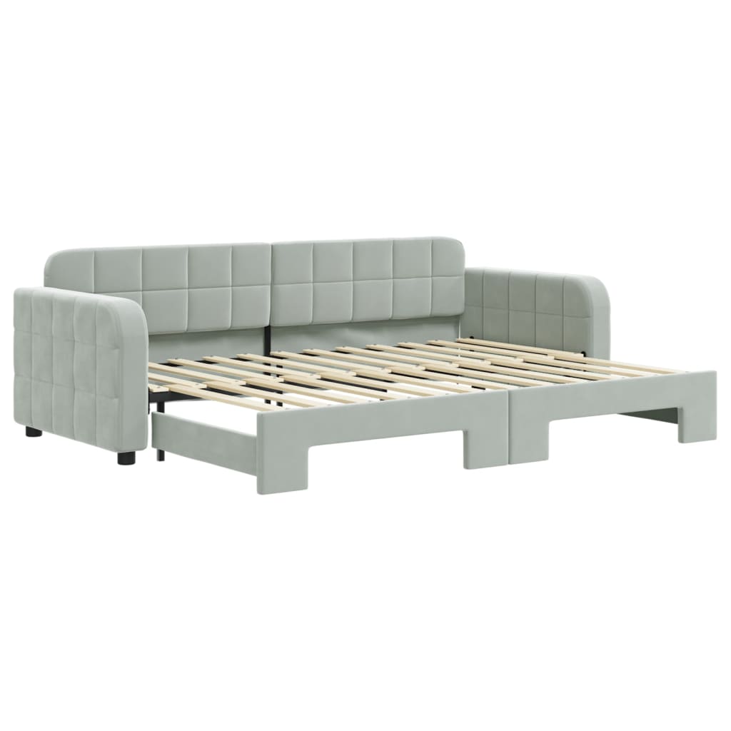 Divano Letto con Letto Estraibile Grigio Chiaro 80x200 Velluto - homemem39