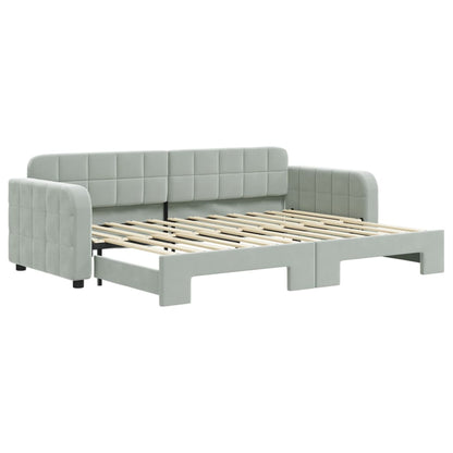 Divano Letto con Letto Estraibile Grigio Chiaro 80x200 Velluto - homemem39