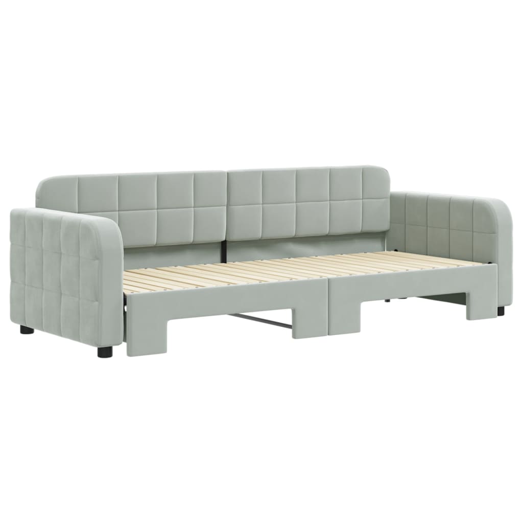 Divano Letto con Letto Estraibile Grigio Chiaro 80x200 Velluto - homemem39