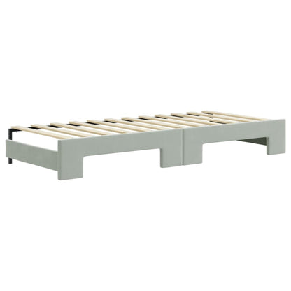 Divano Letto con Letto Estraibile Grigio Chiaro 80x200 Velluto - homemem39