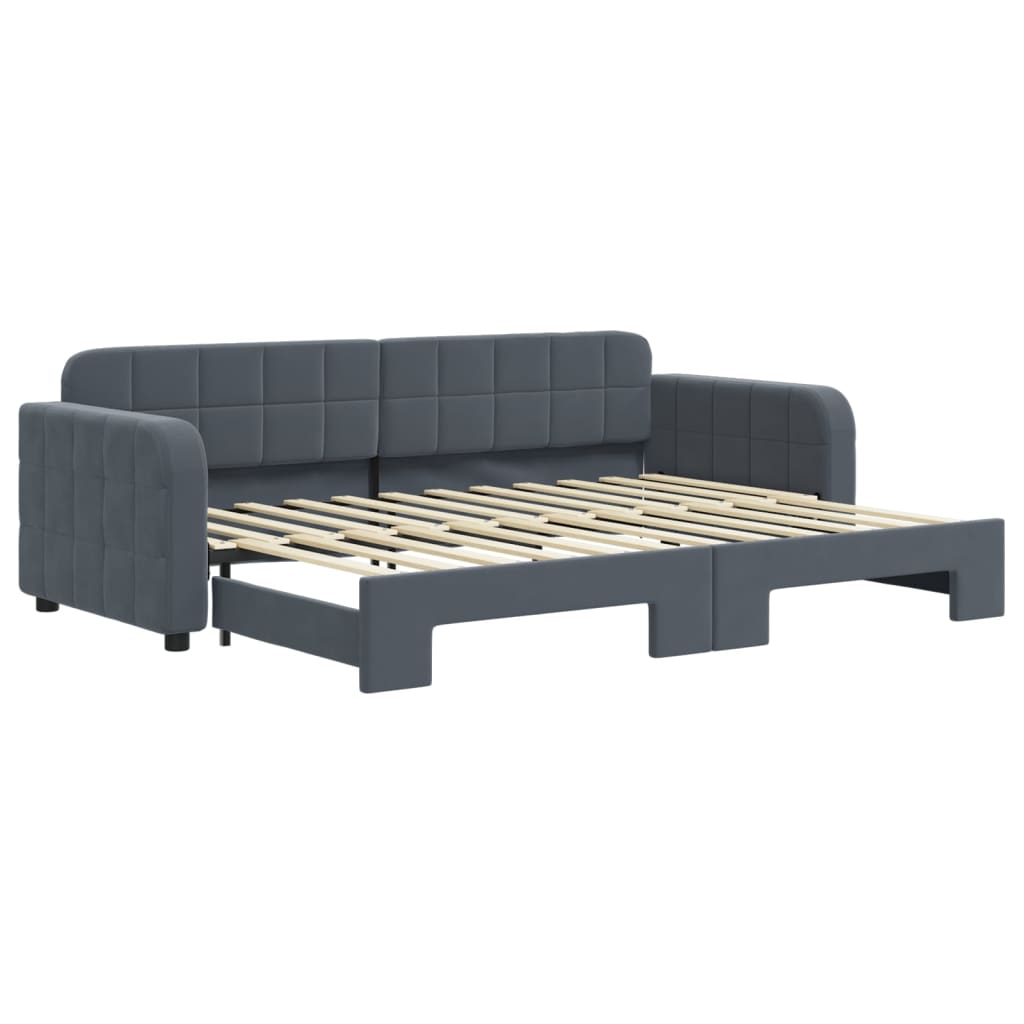 Divano Letto con Letto Estraibile Grigio Scuro 80x200cm Velluto | homemem39
