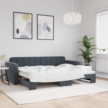 Divano Letto con Letto Estraibile Grigio Scuro 80x200cm Velluto | homemem39