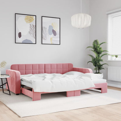 Divano Letto con Letto Estraibile Rosa 80x200 cm in Velluto - homemem39
