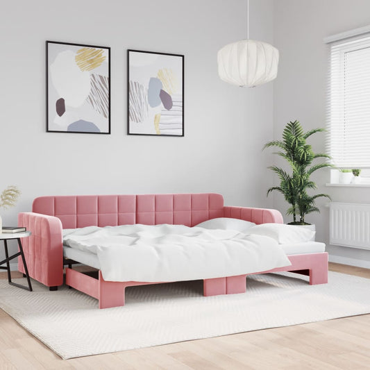 Divano Letto con Letto Estraibile Rosa 80x200 cm in Velluto - homemem39