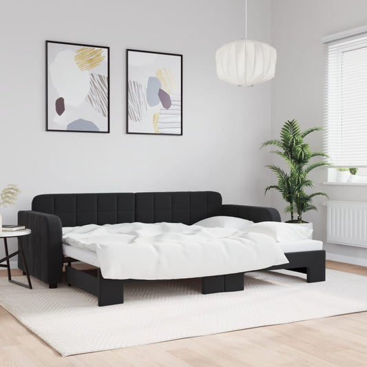 Divano Letto con Letto Estraibile Nero 80x200 cm in Velluto | homemem39