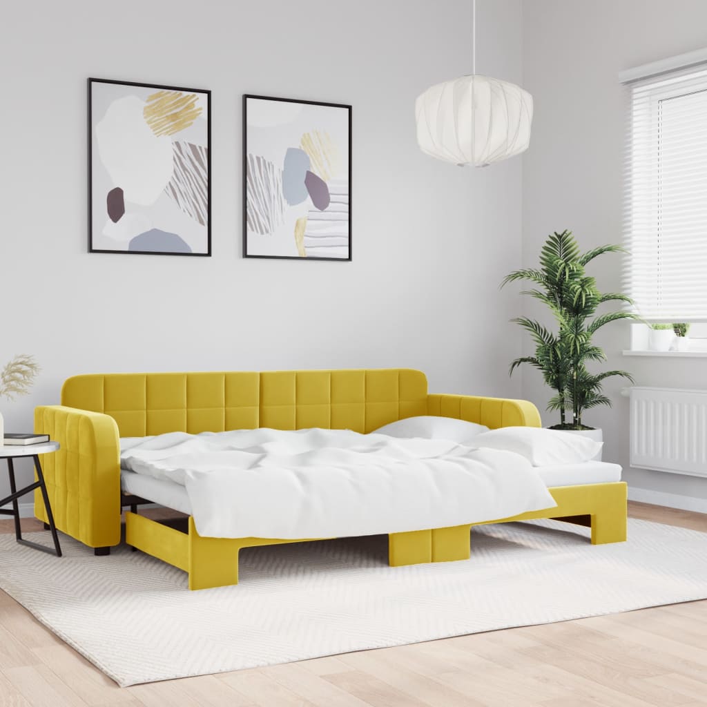 Divano Letto con Letto Estraibile Giallo 80x200 cm in Velluto - homemem39