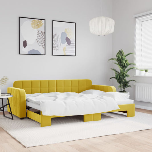 Divano Letto con Letto Estraibile Giallo 80x200 cm in Velluto - homemem39