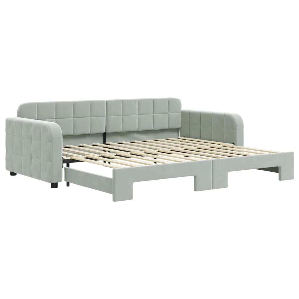 Divano Letto con Letto Estraibile Grigio Chiaro 90x200 Velluto