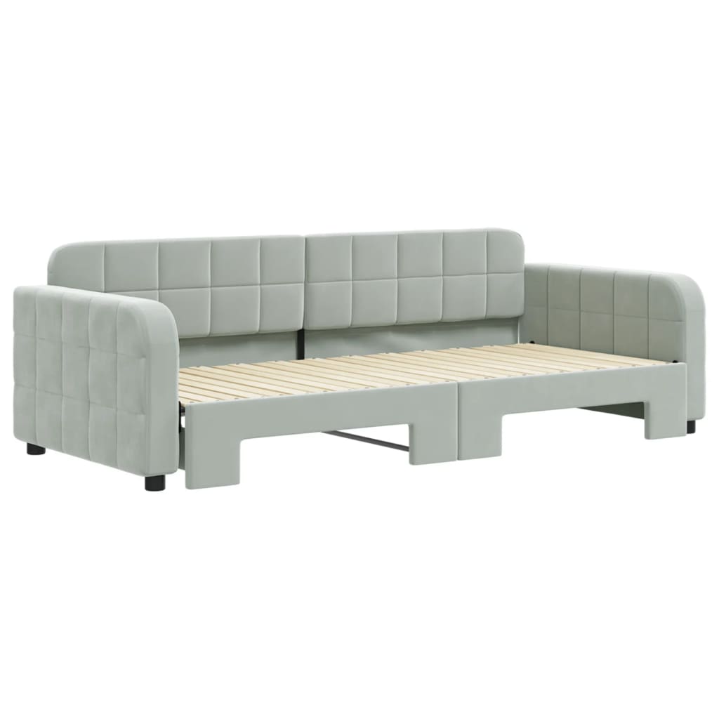 Divano Letto con Letto Estraibile Grigio Chiaro 90x200 Velluto