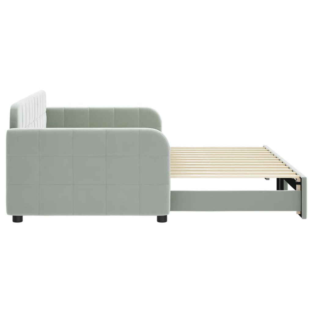 Divano Letto con Letto Estraibile Grigio Chiaro 90x200 Velluto