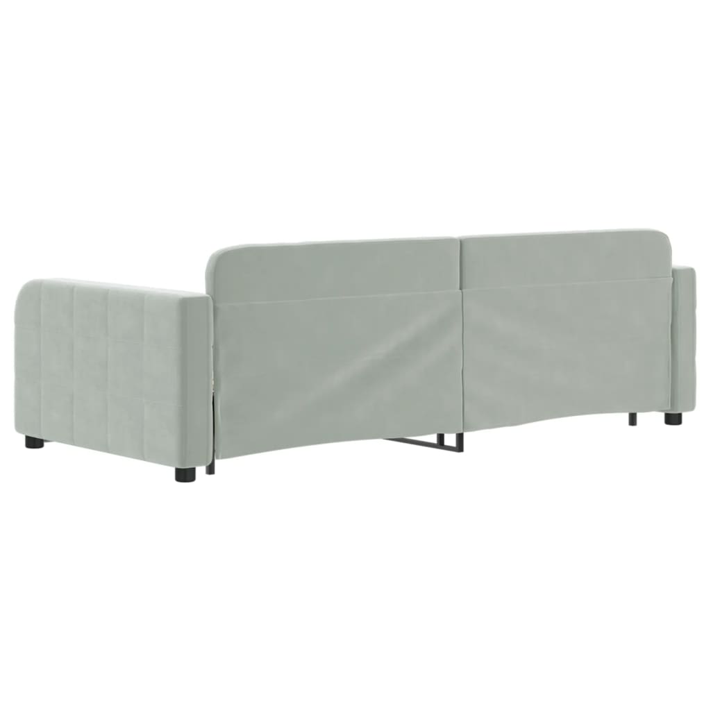 Divano Letto con Letto Estraibile Grigio Chiaro 90x200 Velluto