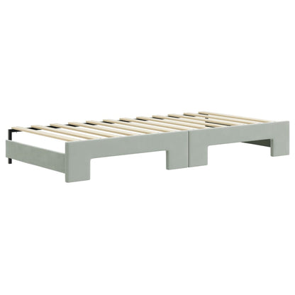 Divano Letto con Letto Estraibile Grigio Chiaro 90x200 Velluto